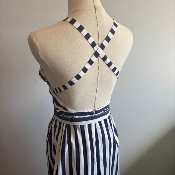 J. Crew Thomas Mason Women's Striped Apron Dress Navy & White SZ 14 - Picture 7 of 11